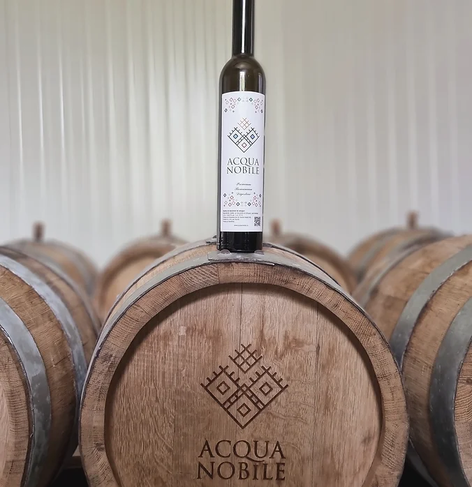 Acqua Nobile - Bottle on Barrel Presentation